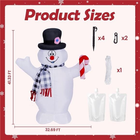 4FTChristmas Snowman Black and White Collar Hand-held Crutch Built-in LED Lights - Picture 3 of 7